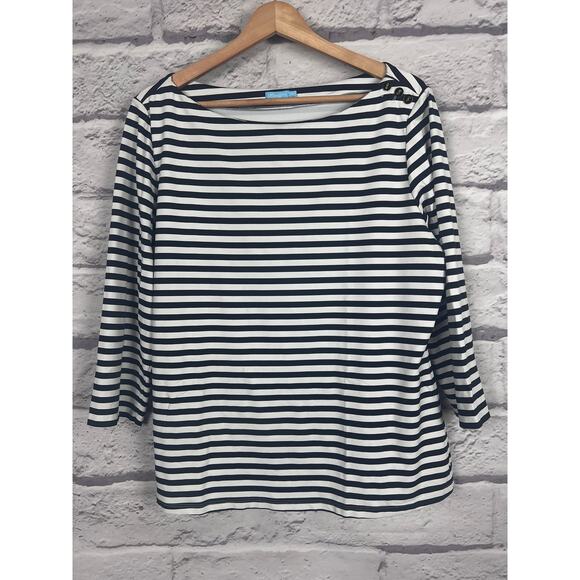 J. McLaughlin Monochrome Striped Top - Picture 3 of 11